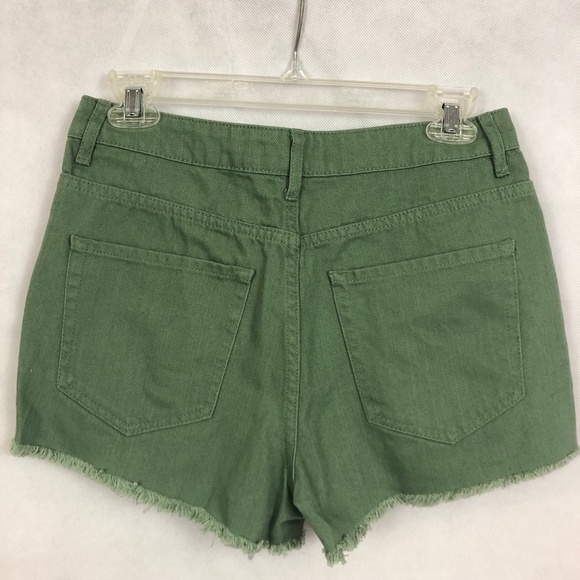 Forever 21 Green Distressed Ripped Shorts Size 27 - Picture 2 of 4